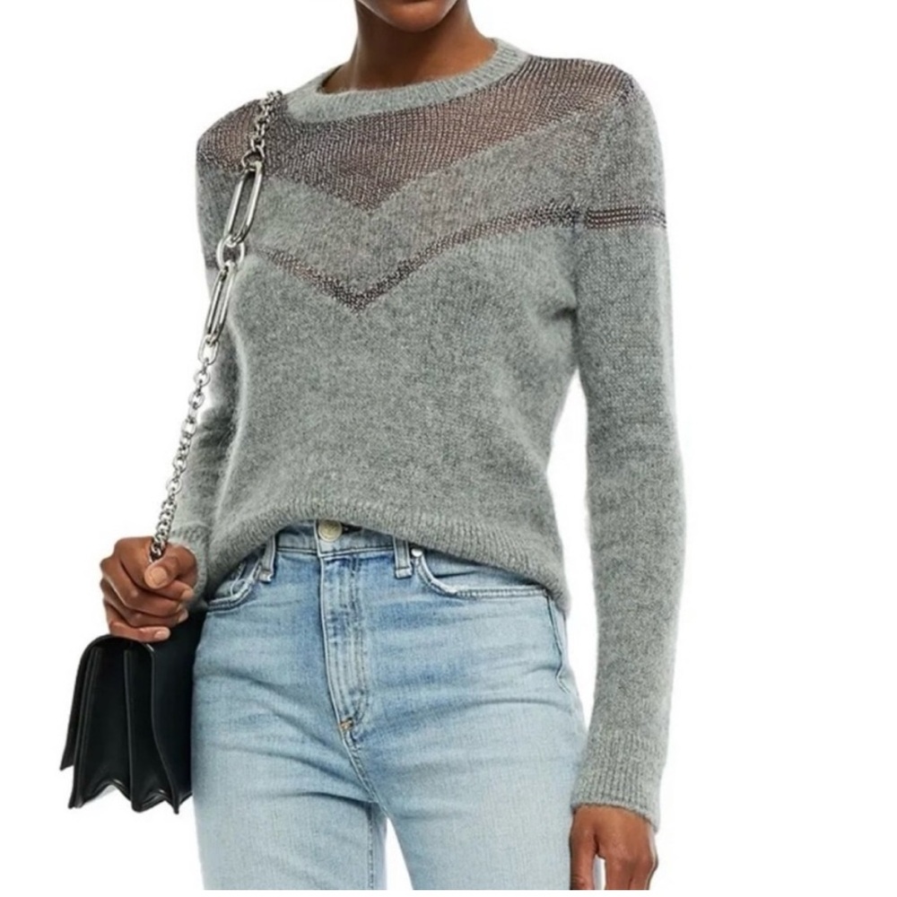 RAG & BONE Women's Gray Blaze
Metallic Net Sweater, Size Small